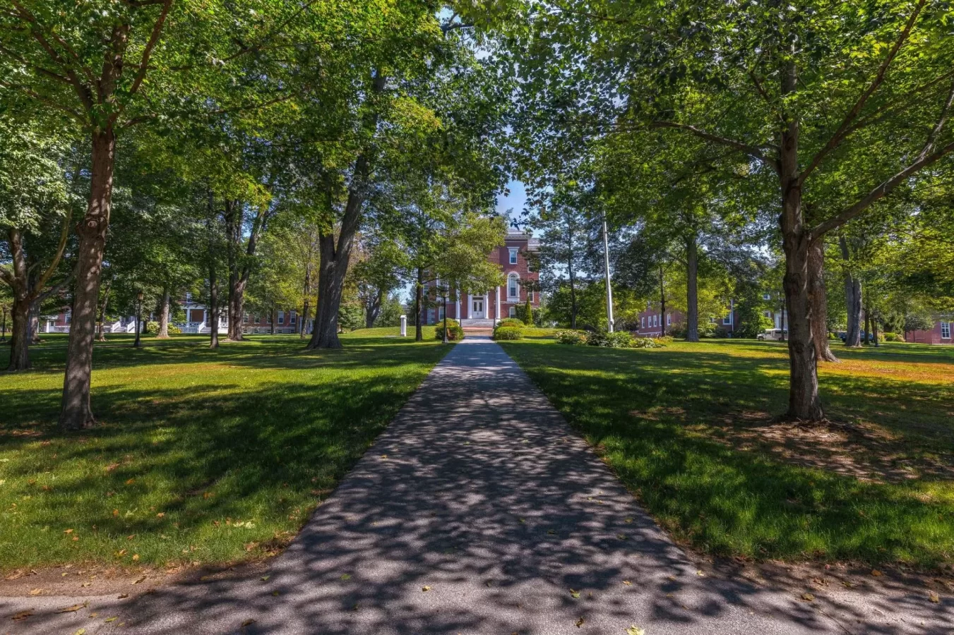 View of Hathorne Hall from a sidewalk on the historic quad