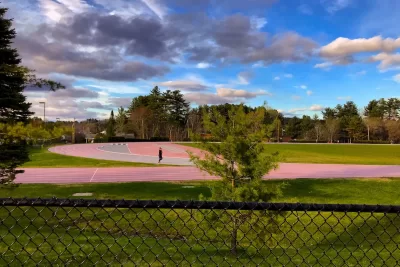 Campus at dusk. Russell Street Track