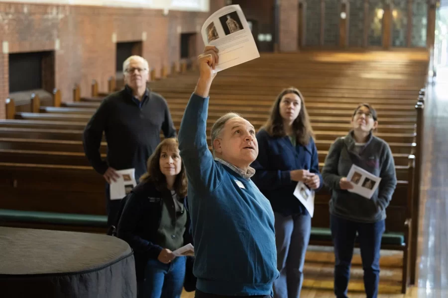 A Contemplative Walk Featuring Quotes, Art, and Music by the Figures in the Windows of the Chapel
Gomes Chapel
Note: shots of participants enjoying the experience of immersing themselves in the details of Gomes Chapel.