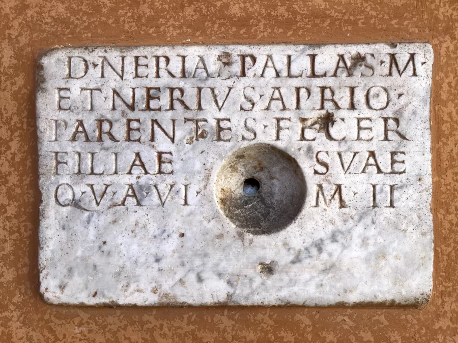 Marble epitaph with infundibulum, CIL 6.35911, second century CE, marble. American Academy in Rome, Norton-Van Buren Archaeological Study Collection, inv. no. 009310 (000090)