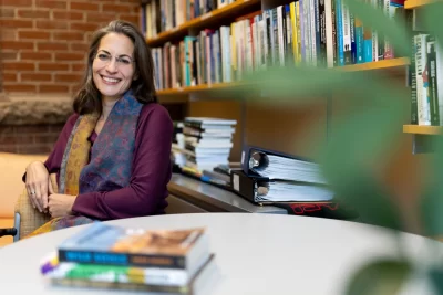 Sonja Peck, Clark A. Griffith Professor of Environmental Studies, poses for a portrait in her Hedge 113 office on Sept. 26, 2024.