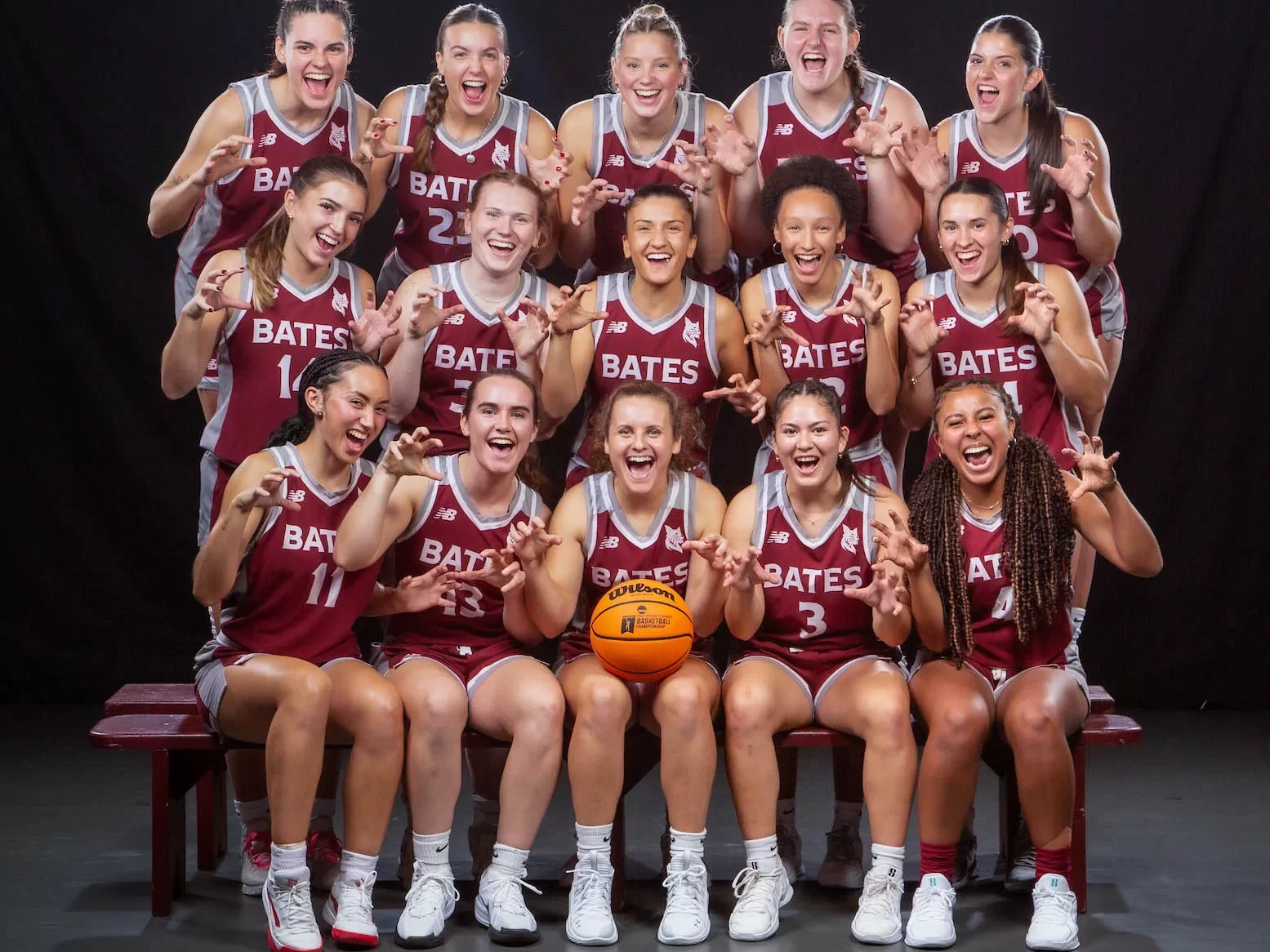 Bates women's basketball team group portrait