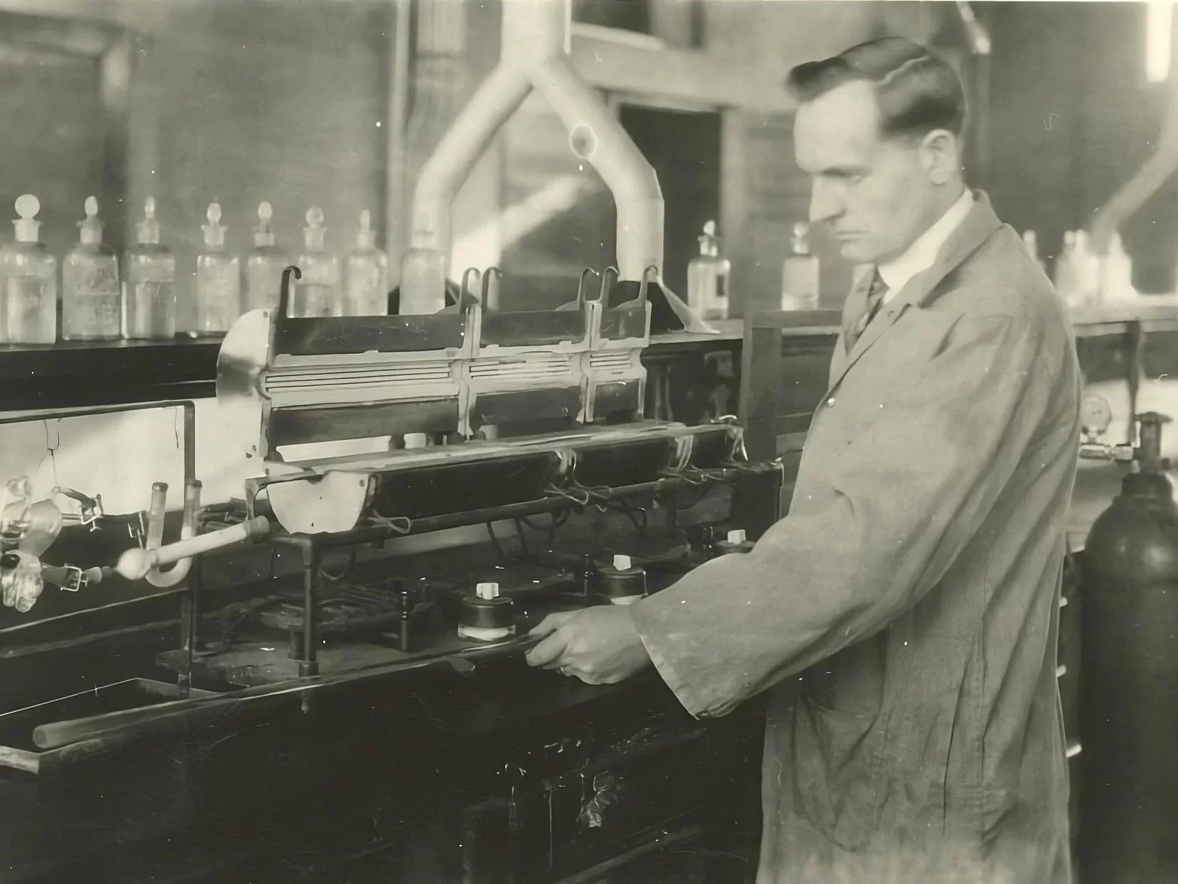 archival photo of lab work