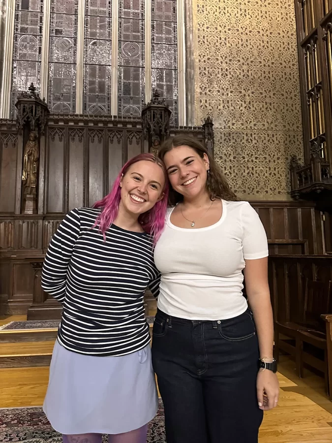 Maria & Stella in front of the chancel in the Chapel