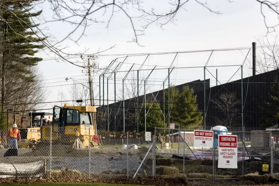 Taken Dec. 5, this image shows the construction site for the new Commons. In the background is Merrill Gym.