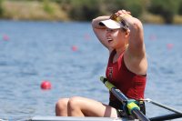Day Two: Emilie Muller '16 of the Bates varsity eight considers the team's accomplishment: winning the college's first NCAA team championship. (Mason D. Cox '07 for Bates College)