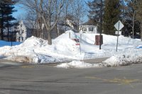 This lot at 45 Campus Ave. is the site of Bates' new science building, seen from in front of Chase Hall. Bardwell Street is at left. (Doug Hubley/Bates College)