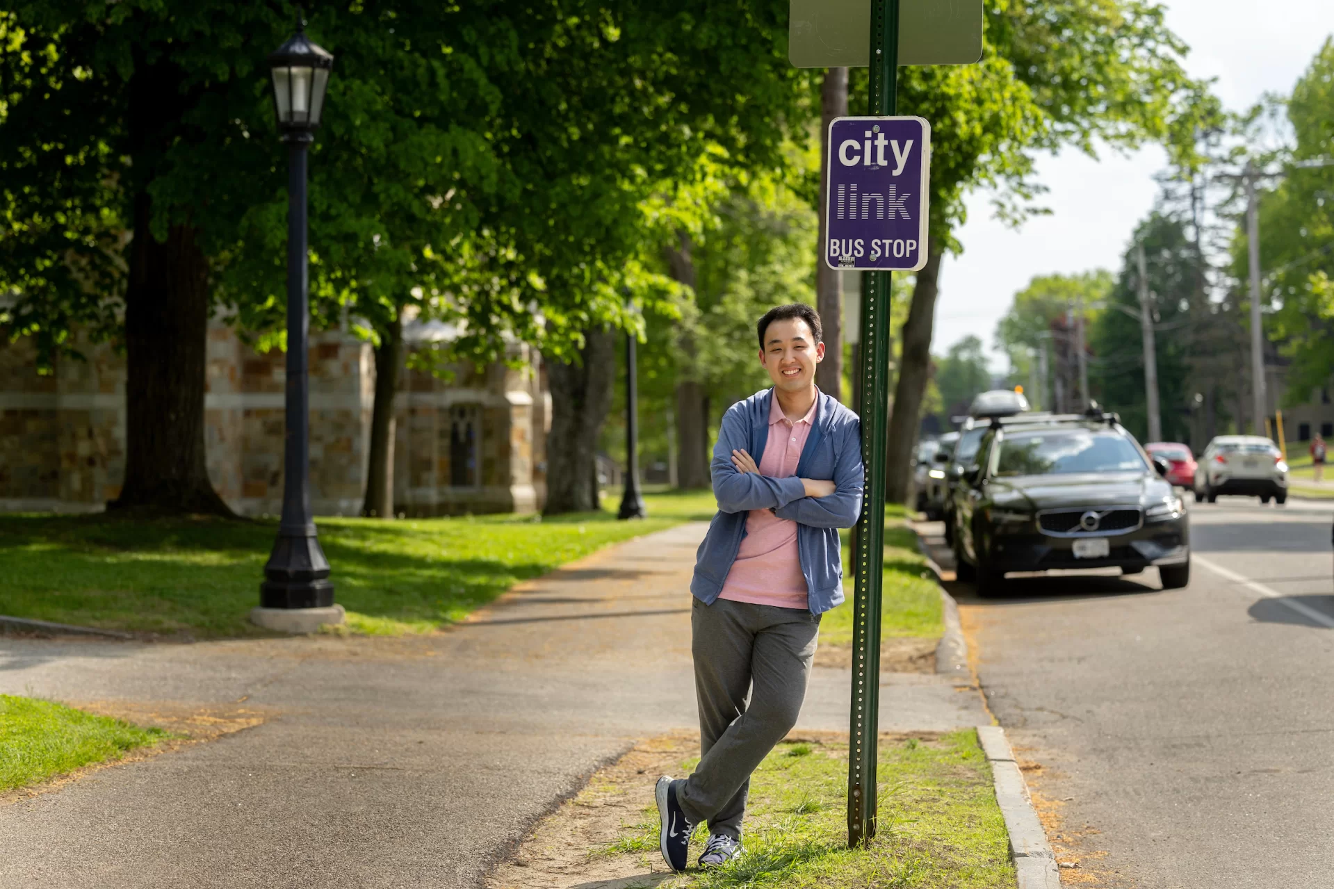 Alan Wang ’24 of Jiaozuo, China, used his $2,000 Green Grant — one of four grants totalling $8,000 dispersed from the program this year — to help fund the construction of a more prominent and welcoming bus stop for the new Portland–Lewiston commuter bus line slated to come online in 2024.