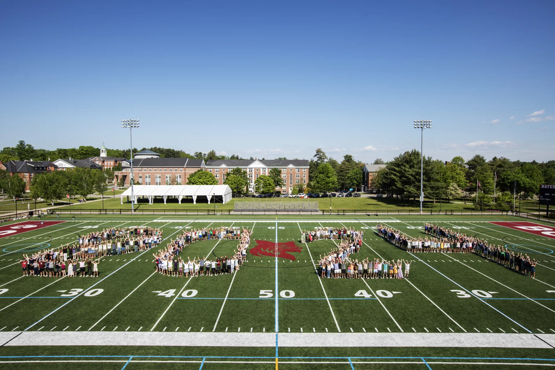 Moments from this year’s enior class photo on Garcelon on May 24, 2024. (Theophil Syslo | Bates College)