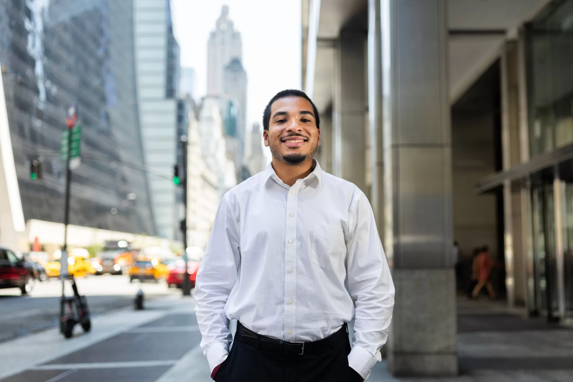 Economics major Johnny Nunez ‘26 of New York City – HPS Investment Partners, 40 W 57th St, New York, NY.

Nunez poses outside of his office building on W  5th Street, where he is working as a management company accounting intern, funded by Purposeful Work.

His responsibilities included:
“”●Assisted in streamlined supplier invoice approval by analyzing agreements and resolving discrepancies to accelerate vendor payments.
● Maintained management fee schedule, ensuring accurate calculations of the amount owed and timely collections.
● Completed a full review of Escheated Property for HPS and its funds, resulting in 34 claims for approximately $10,000.
● Data entry of various Accounts Payable or Vendor onboarding-related data into Workday."