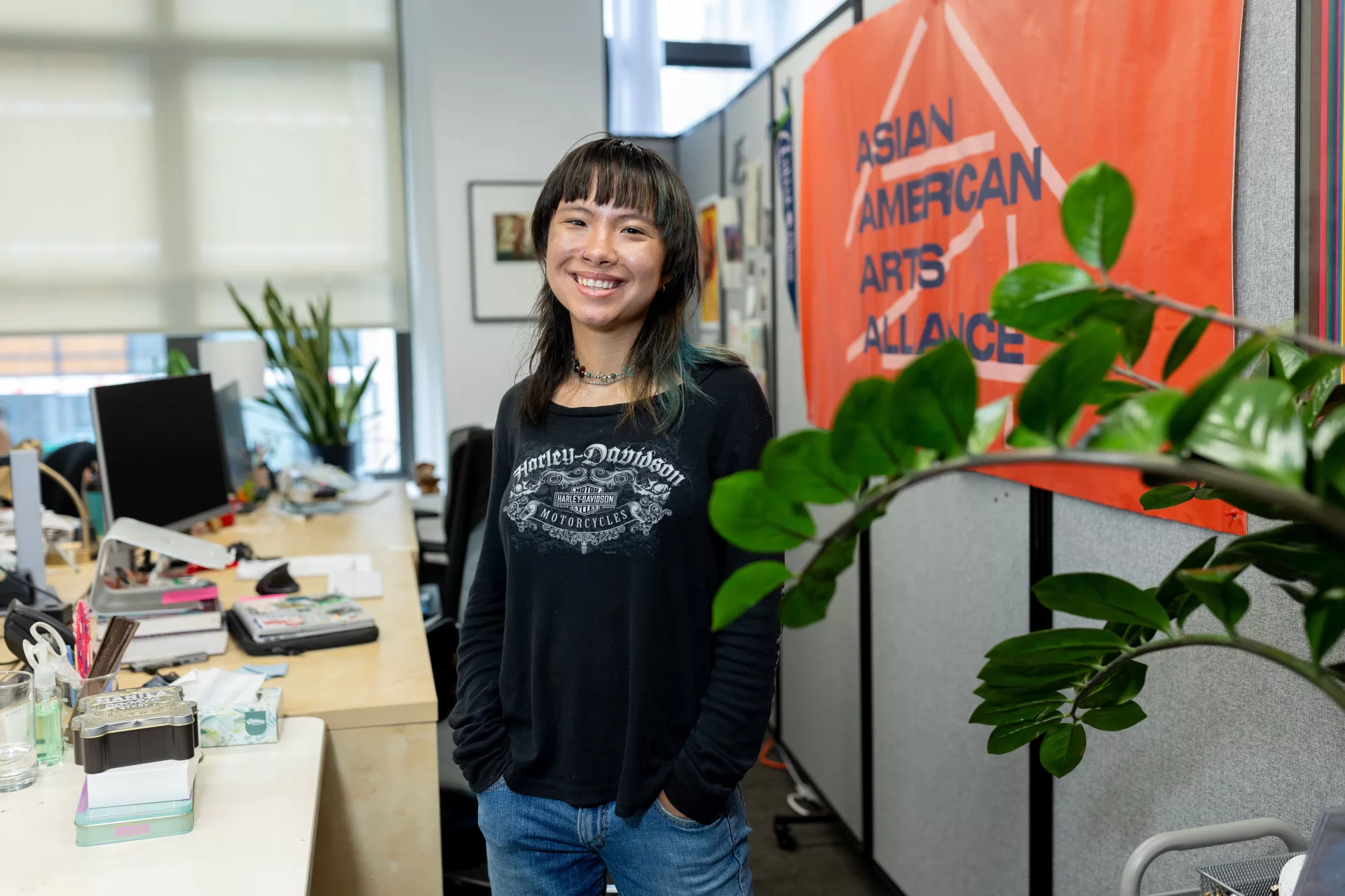 Environmental Studies Eileen Dockery ’26 of Rye, N.Y., attends a meeting at the Asian American Arts Alliance at 29 West 38th Street, where she is a Purpose Work-funded internship as a summer programming internship. 

“My primary responsibility was to support A4's programming, which includes events, artist residencies, and grants, usually through drafting emails for outreach and registration, helping with scheduling, researching partner organizations, and making slideshows.”