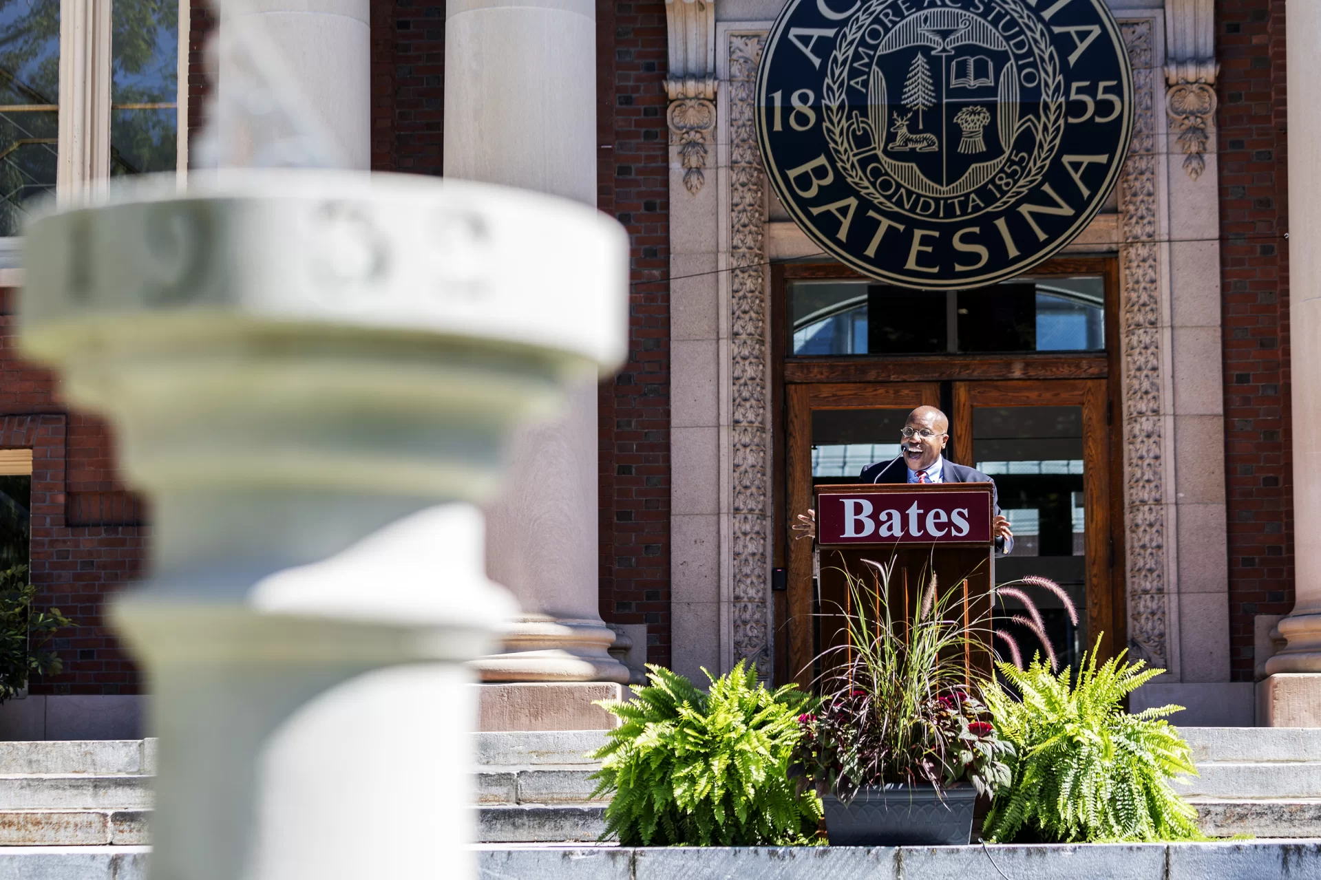 Moments from the President’s Welcome Address during Opening Day on the Historic Quad on August 29, 2024.

(Theophil Syslo | Bates College)