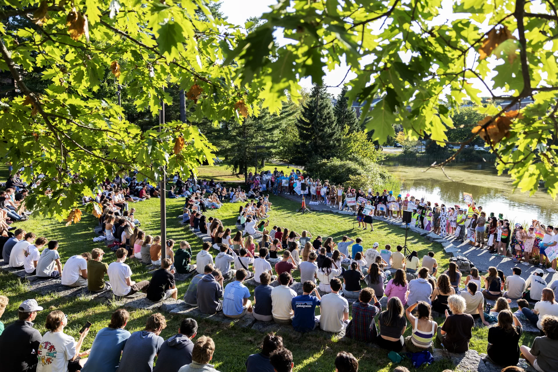 Moments from the AESOP Welcome at the Keigwin Amphitheater during the first year experience and orientation on August 30, 2024.

(Theophil Syslo | Bates College)