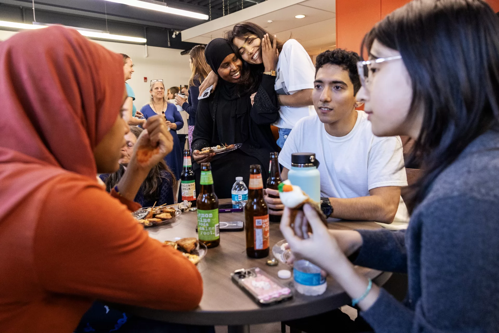 Moments from the Annual OIE Welcome Reception in Chase Hall on September 5, 2024.

From left: Ayman Muhidin ‘27, of Tanzania, Zain (not pictured), unknown, Halima Guliye ‘27, of Kenya, and Sakina Saidi ‘26, of Afghanistan, Brandon Villalta Lopez ‘25, of Nicaragua, and Xucheng Zheng ‘27, of China.

(Theophil Syslo | Bates College)

OIE Welcome Reception is a way to begin the academic year in community with colleagues across campus who are long-time friends of the OIE and/or new to campus and want to be a part of building community and connective support for underrepresented racial, ethnic, LGBTQIA+, first-generation-to-college, and international Bates students.
We offer this event annually and it has been a great way to ensure that all in attendance receive the message that we are ready and excited to engage with others across campus to provide a meaningful experience for each student who chooses to interact with us.