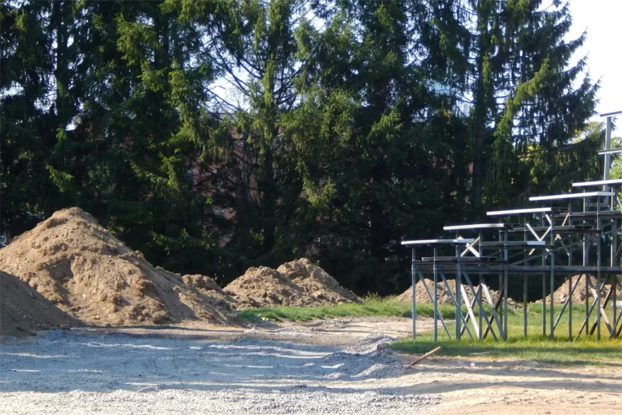 Site work is underway for a new javelin runway at this site east of the softball field. (Doug Hubley/Bates College)