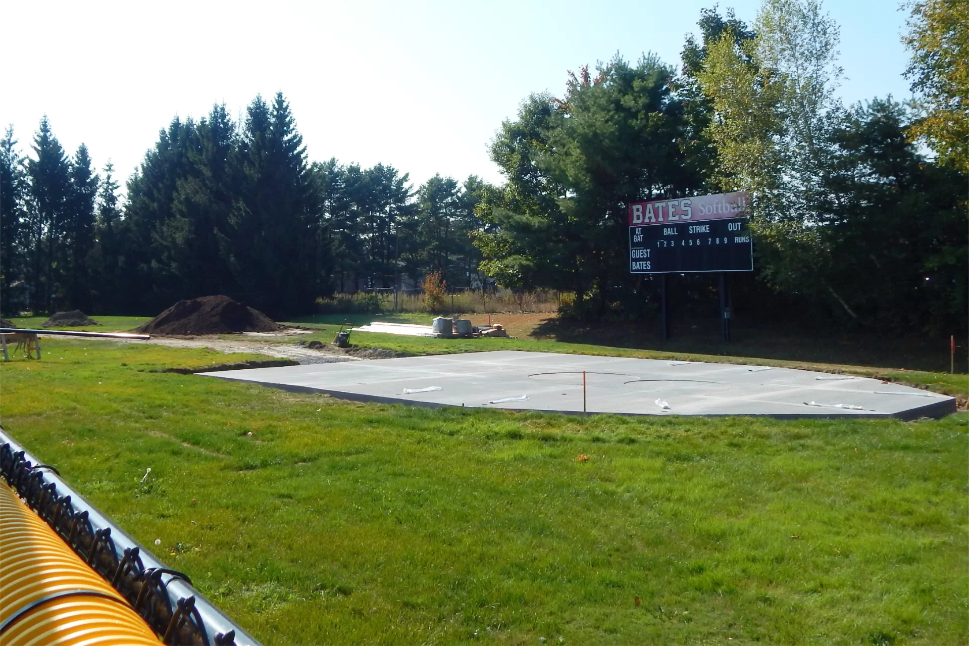 The concrete pad will be fitted with removable netting for use as the throwing area for discus and hammer. (Doug Hubley/Bates College)