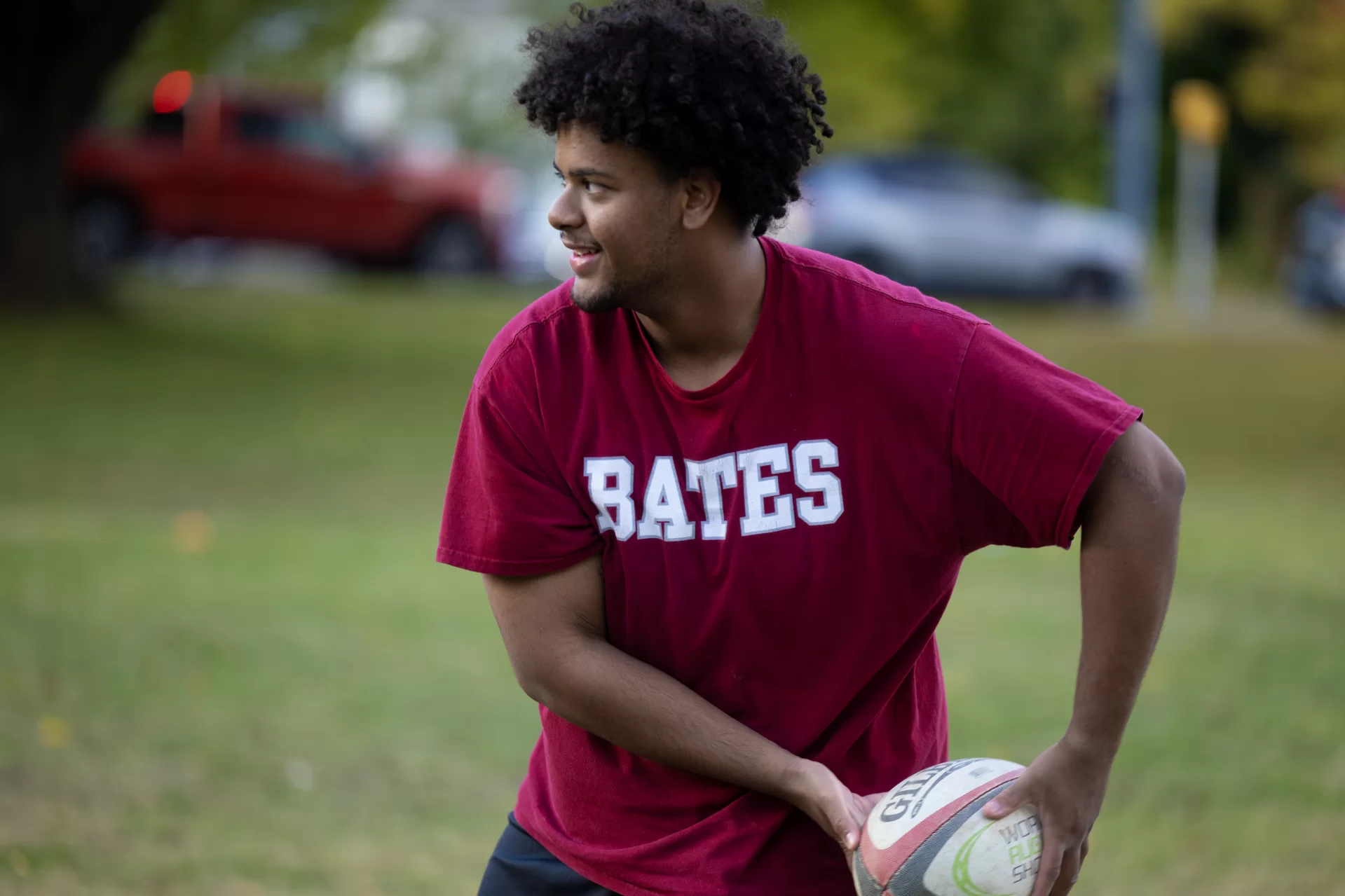 Rugby practice with Mike Milliken on Oct. 10, 2024,  on the Russell Street Field where women who are trying to form their own club join the men’s club for an afternoon practice.