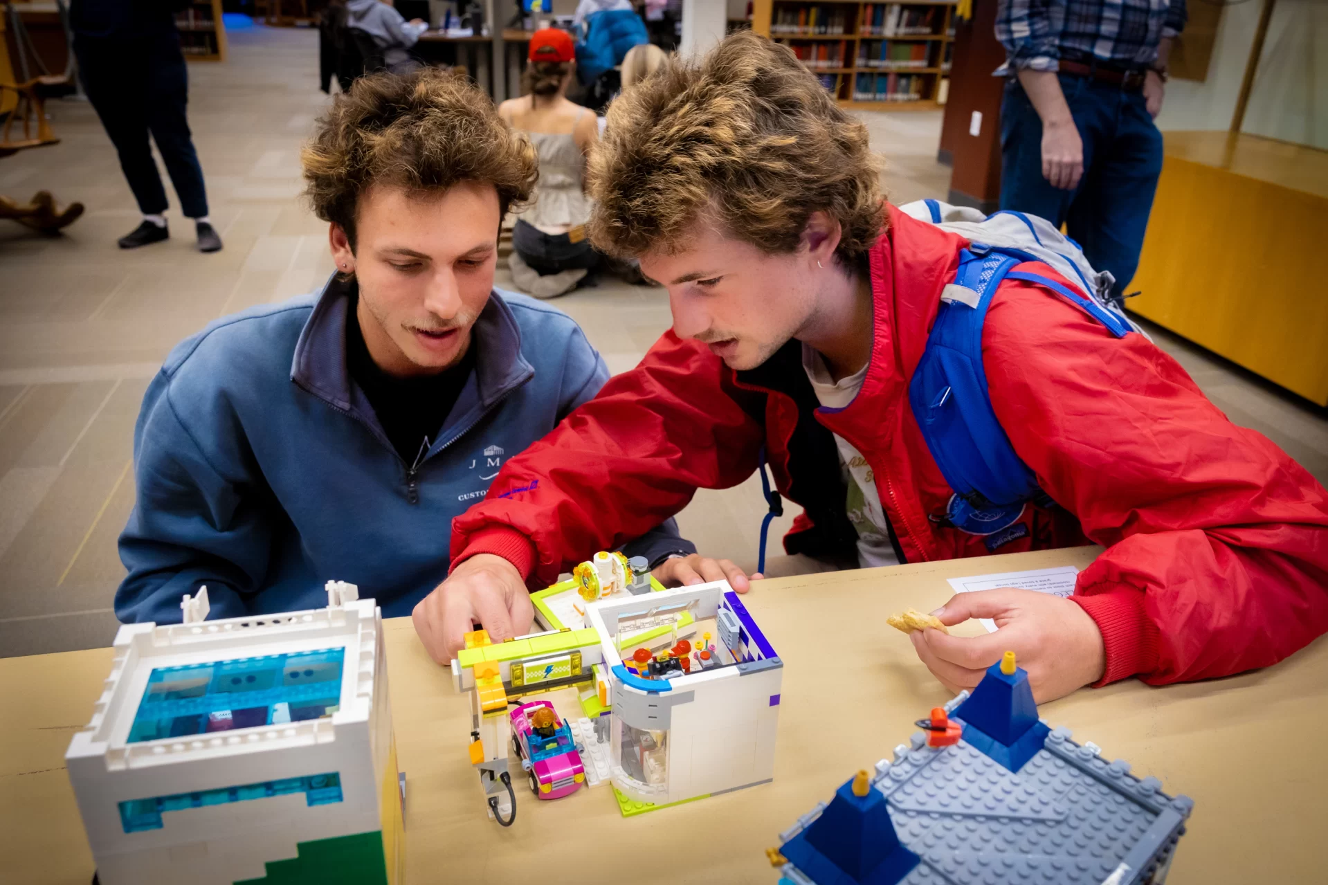 Students build legos