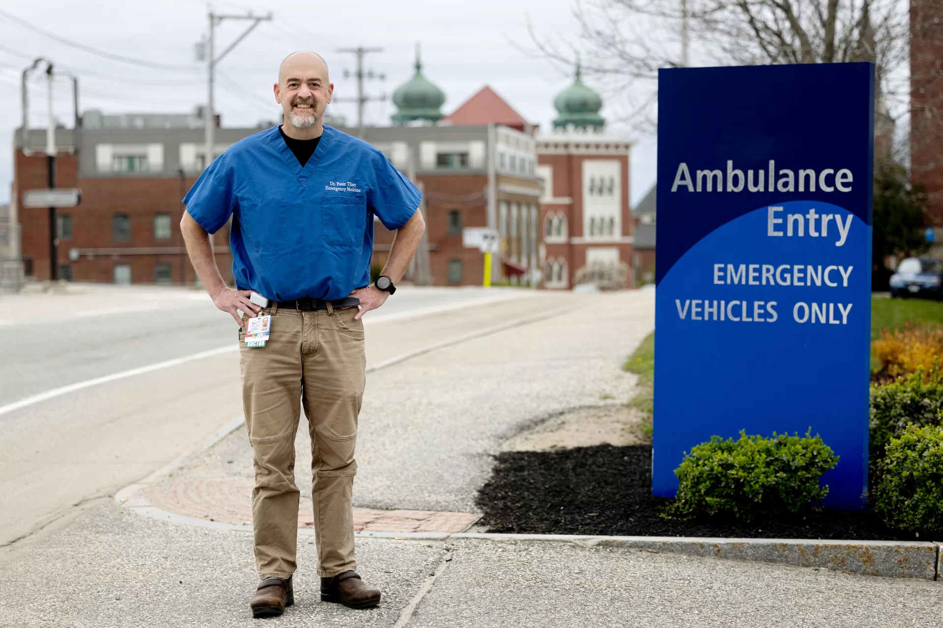 Peter Tilney ’99, now an emergency-room physician at Central Maine Medical Center and the medical director of LifeFlight of Maine;
207-590-7446 (Cellular Phone)
Home	ptilney@yahoo.com	
Email Addresses
Type	Address	Preferred
Employment	tilneype@cmhc.org	
Employment Web Page	www.cmmc.org

Dr. Tilney poses on Lewiston’s Main Street outside of the ambulance entry to Central Maine Medical Center, with the Kora Shrine Center located in the background, and the emergency room parking lot located in the background of some other photographs.