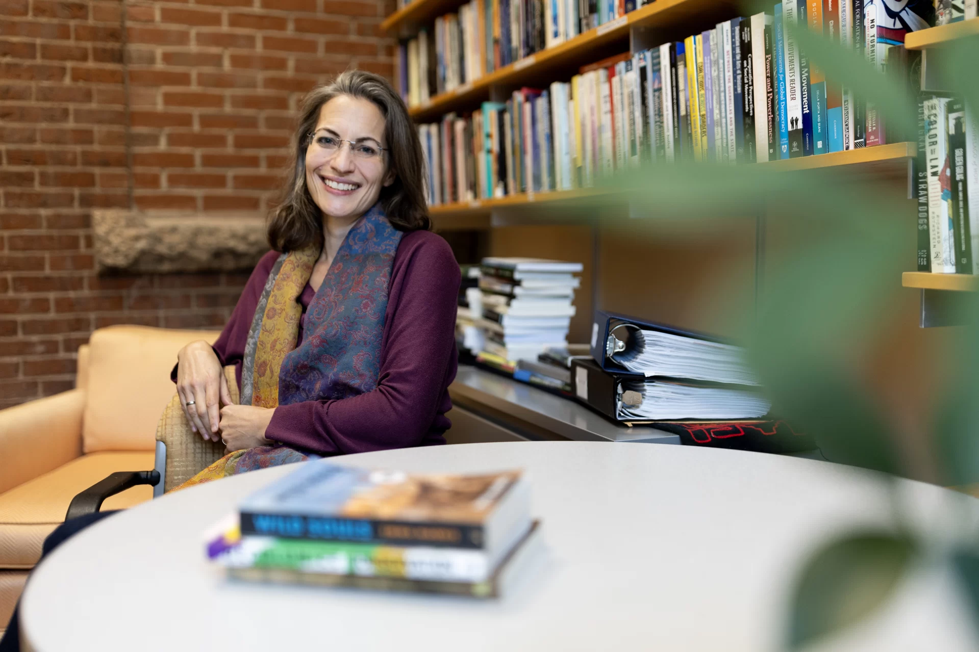 Sonja Peck, Clark A. Griffith Professor of Environmental Studies, poses for a portrait in her Hedge 113 office on Sept. 26, 2024.