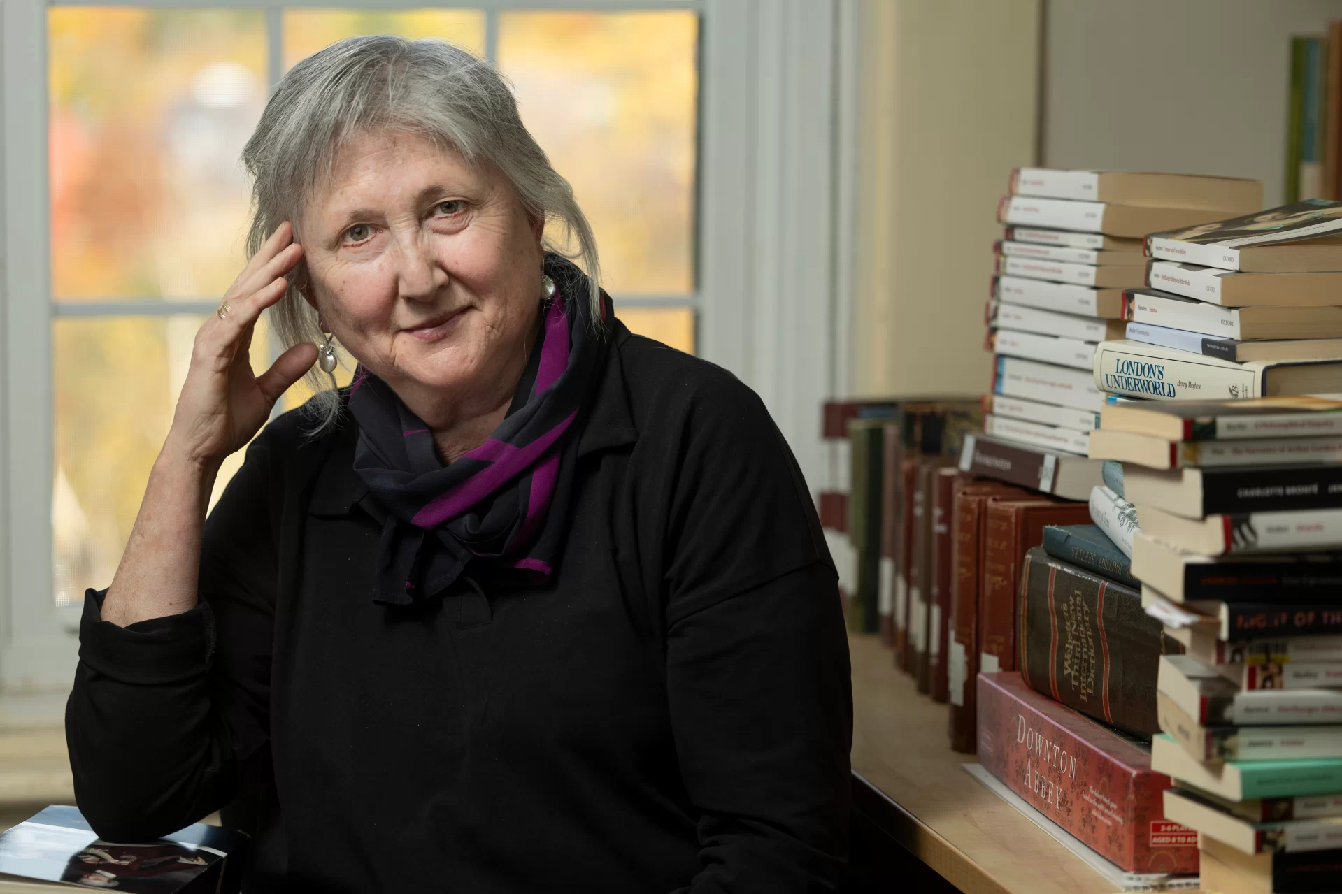 Charles A. Dana Professor of English Lillian Nader in her Hathorn 233 office.