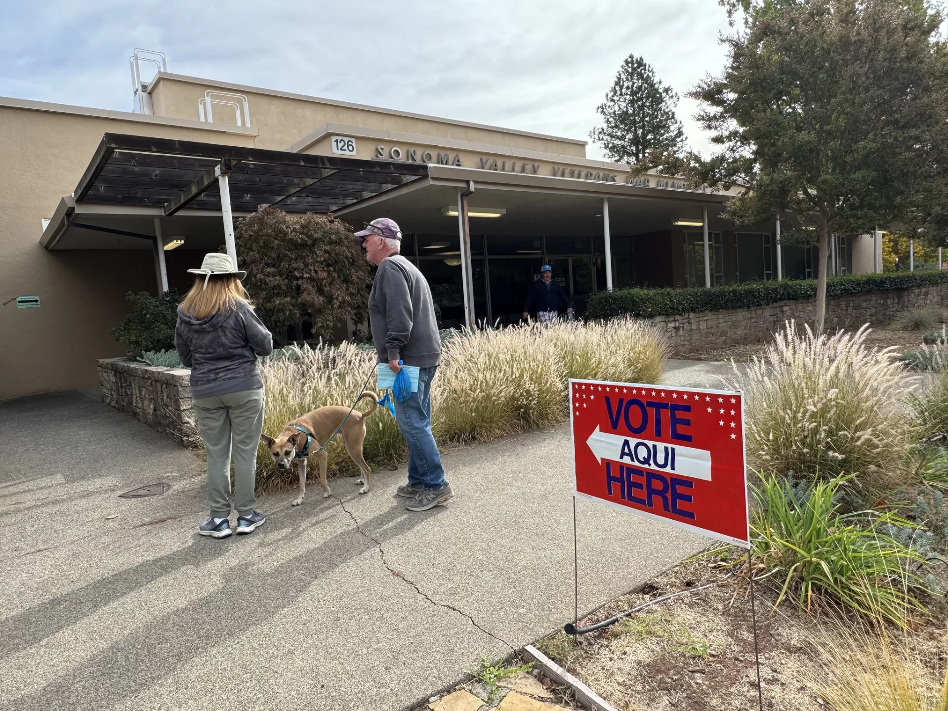 people outside a voting location