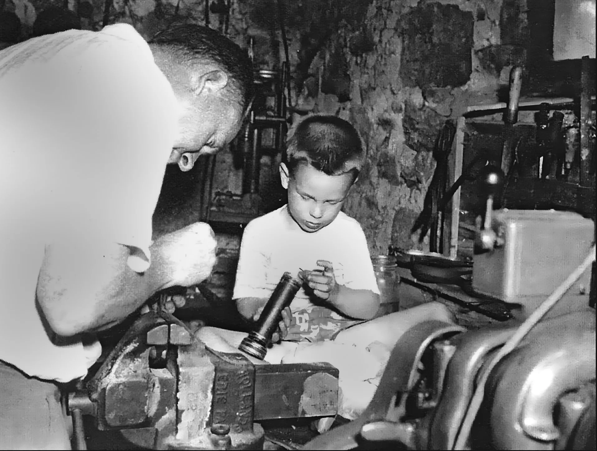 boy and man working with tools