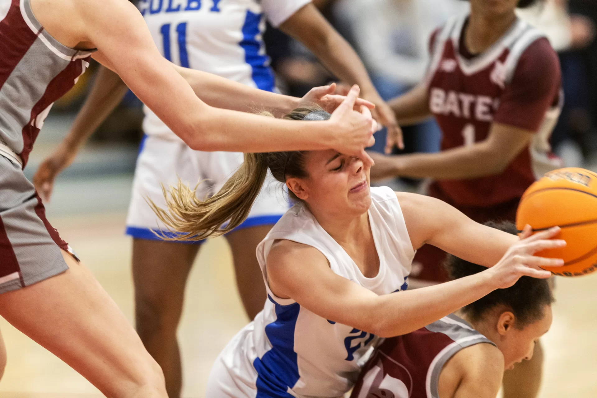 Bates College women’s basketball hosts Colby on February 3, 2024. (Theophil Syslo | Bates College)