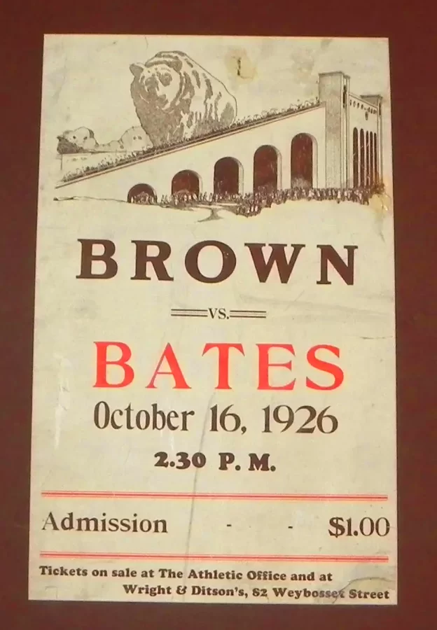 broadsheet poster advertising a Bates vs. Brown football game