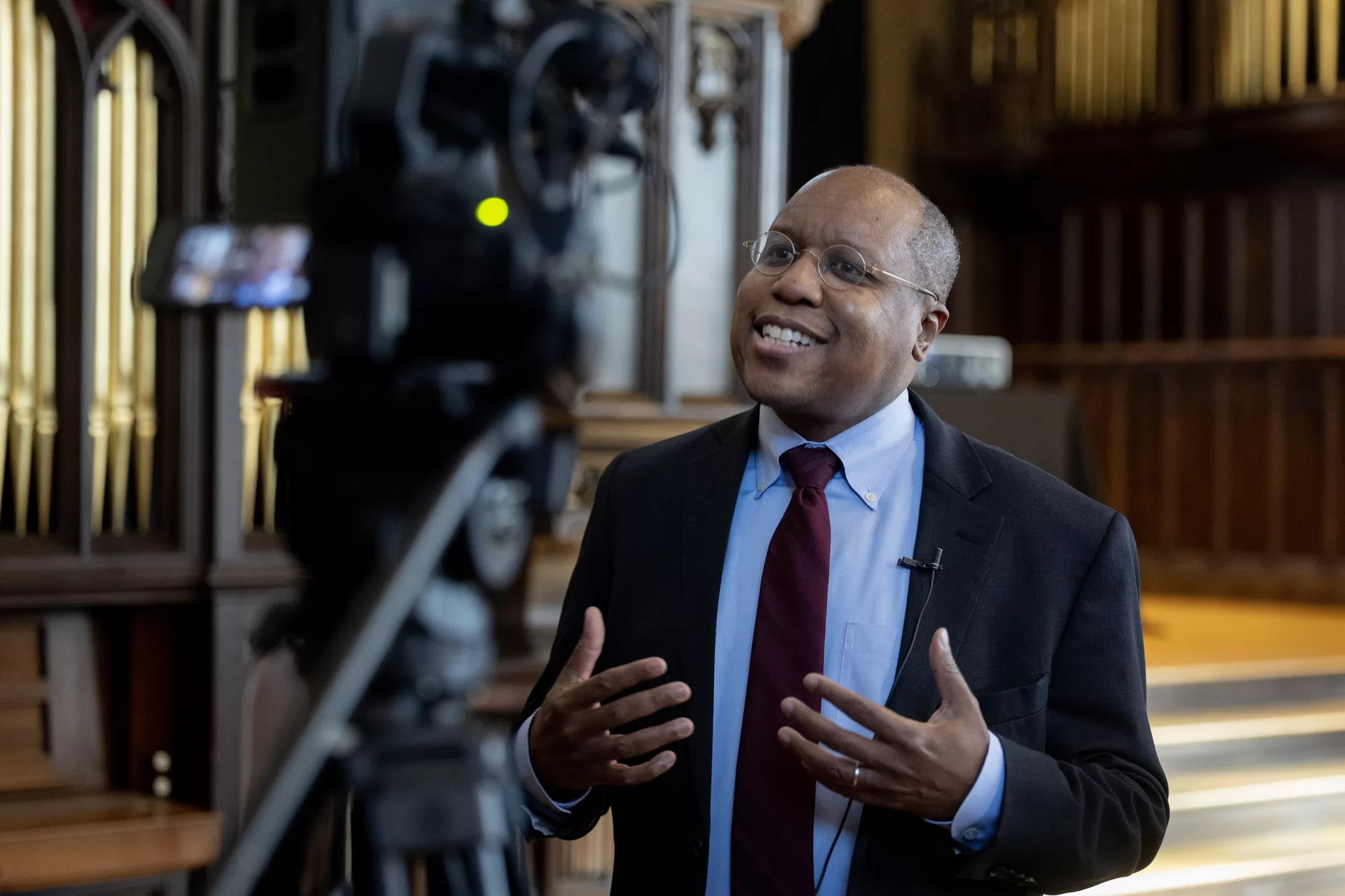 man talking to camera