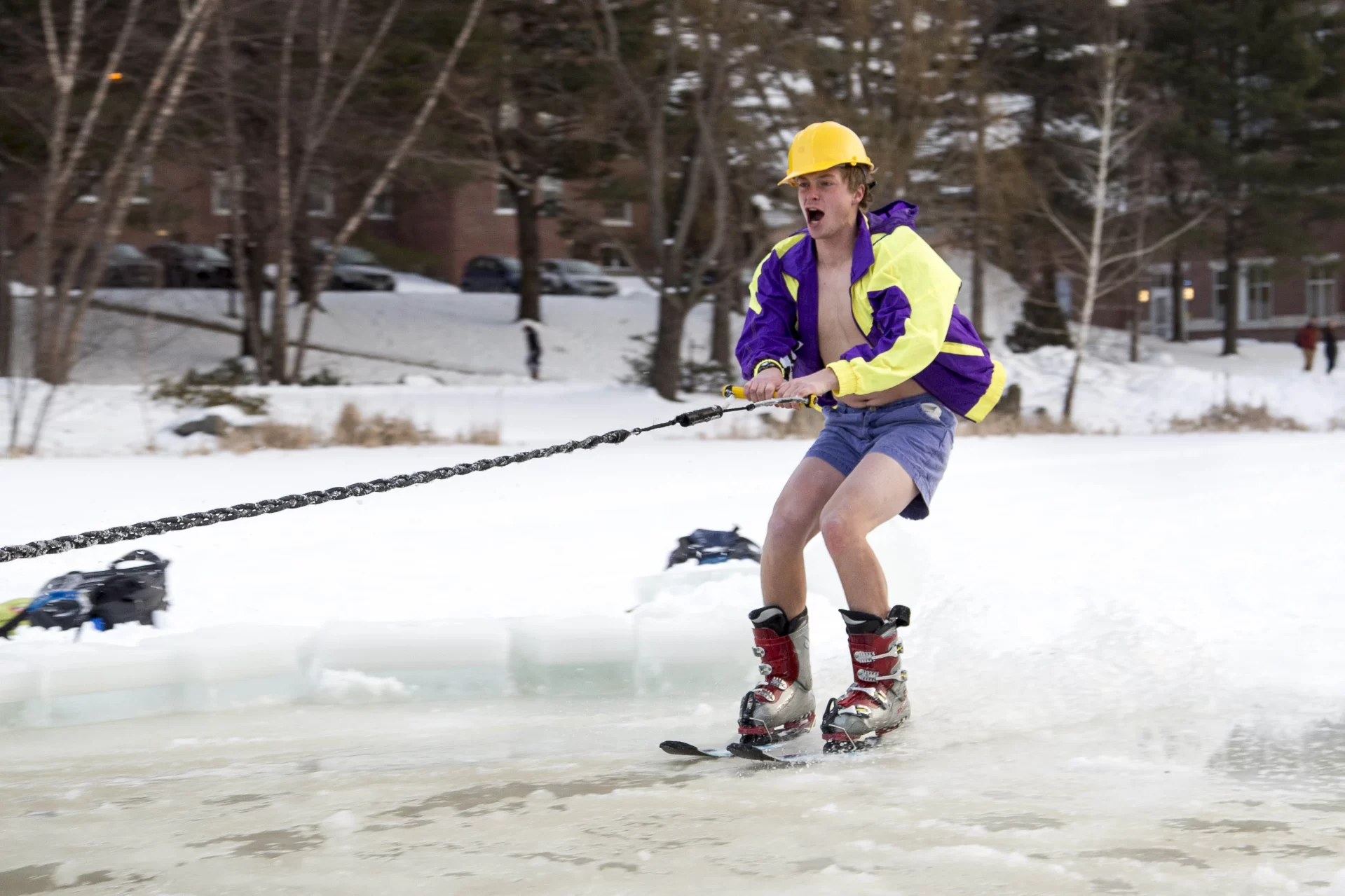 Students flock to Lake Andrews for the annual Puddle Jump on Friday, Feb 12 2016.