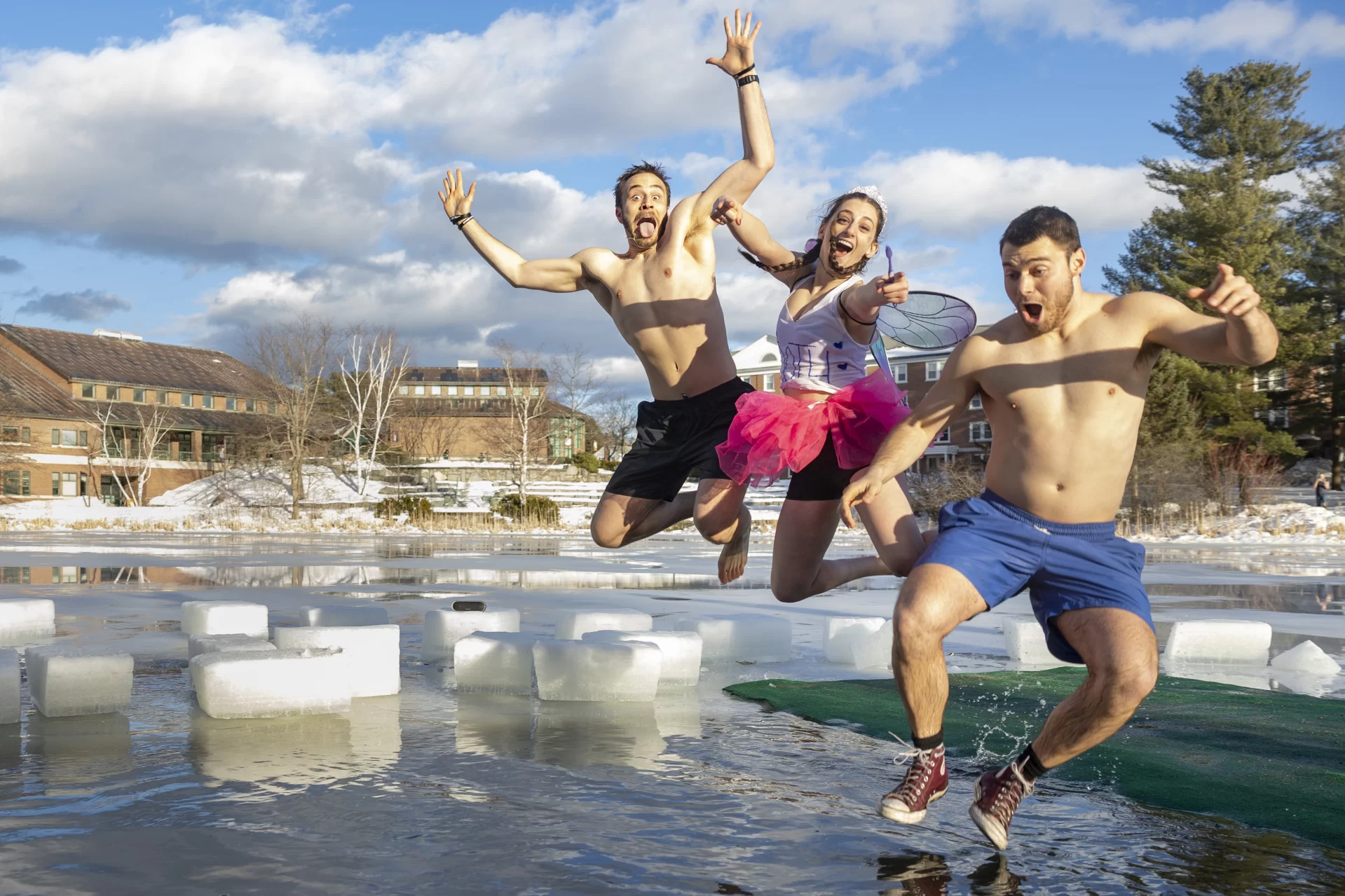 The Puddle Jump and jumpers enjoyed exceptionally warm weather on Feb. 10, 2023, as participants jumped into Lake Andrew beginning at 3 p.m.