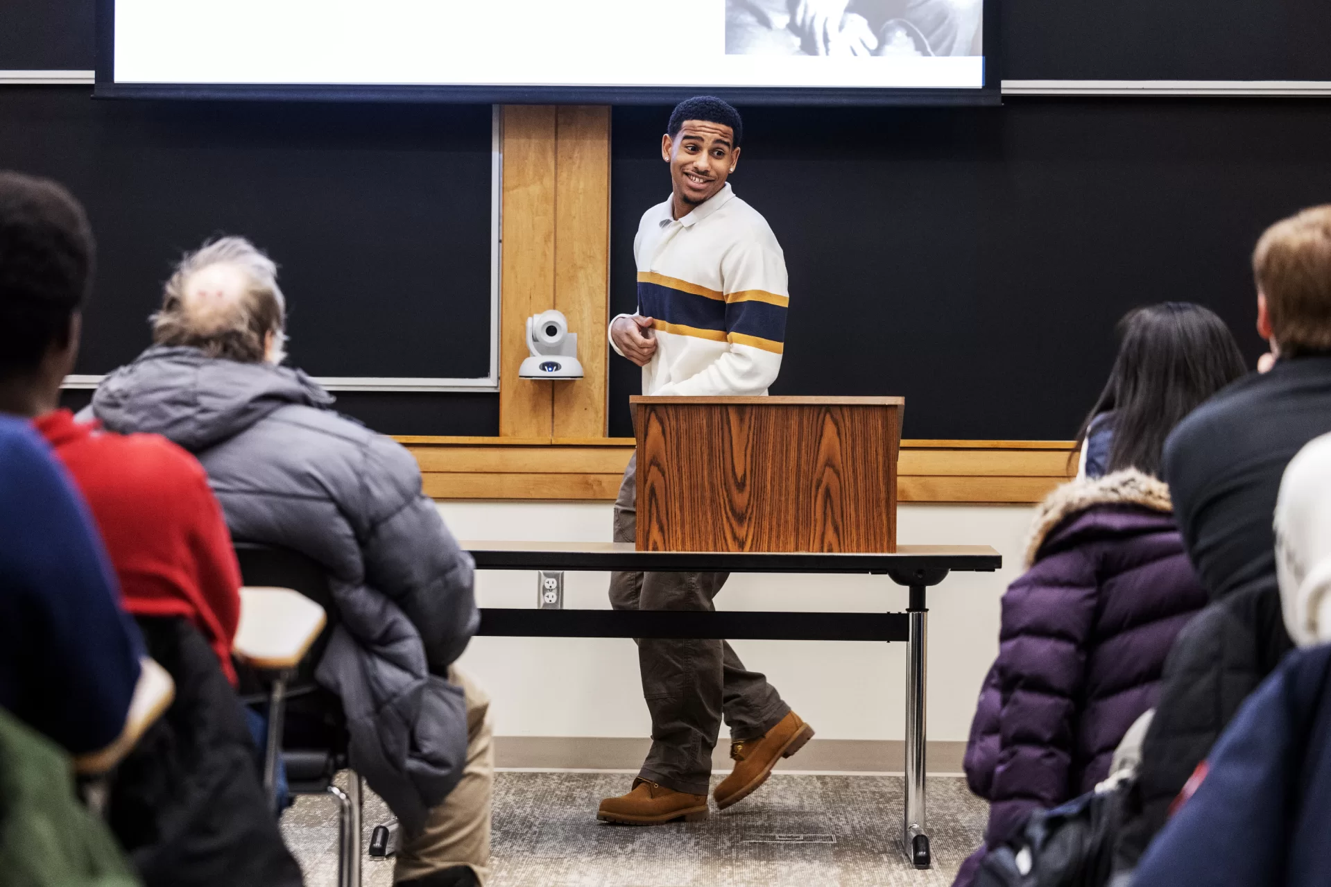 Student gives presentation