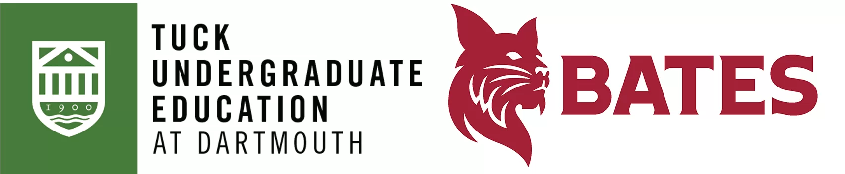 Logos for Tuck Business School and Bates College