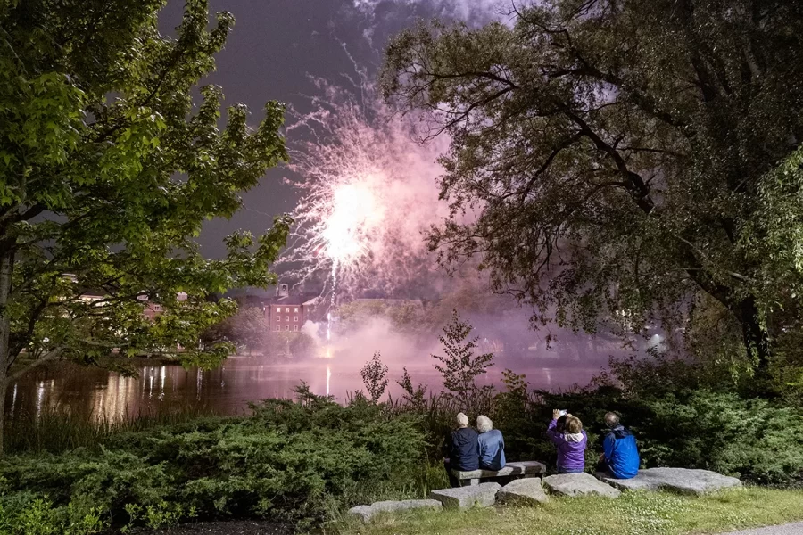 Moments from fireworks during Reunion on June 7, 2024.

(Theophil Syslo | Bates College)